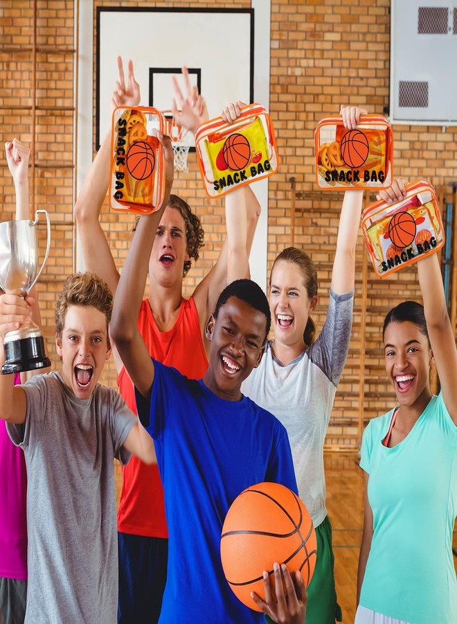 Yeyeplum 12 Pcs Basketball Snack Bags for Team Gifts Basketball Goodie Treat Candy Pouch Bags Clear PVC Waterproof with Zipper Party Favors for Team Ground Birthday Gifts Sport Supplies - Image 4